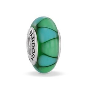Authentic murano glass green blue bead pandora